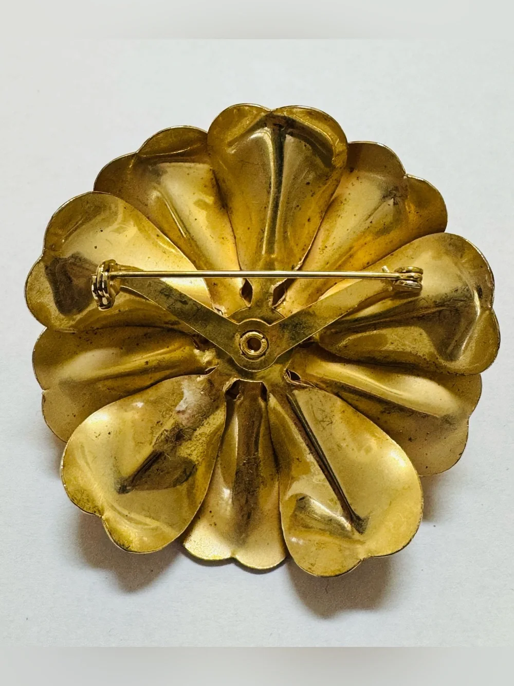 Vintage Amber Orange Flower Brooch Pin - Picture 4 of 6